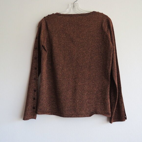 One Girl Who… The Universe Women's Brown Metallic Sweater L - Picture 6 of 12